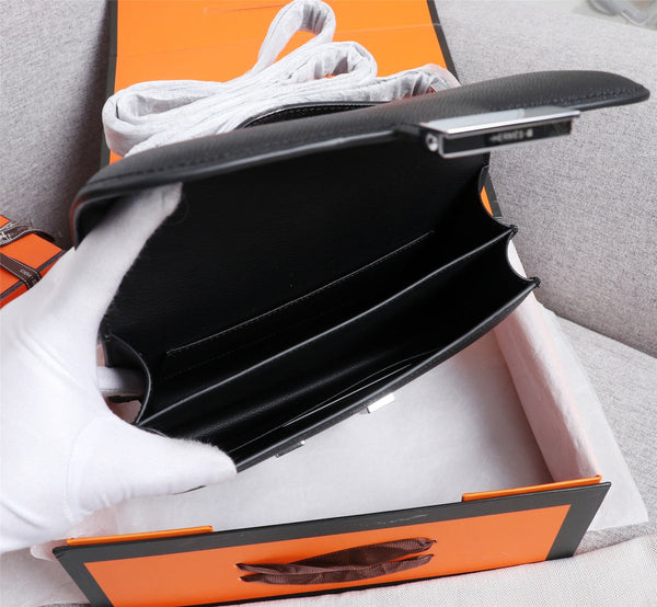 BORSE HM CONSTANCE 22 NERO EPSOM ARGENTO FERRAMENTA