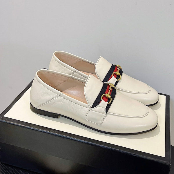 gg loafer cream calfskin black red canvas