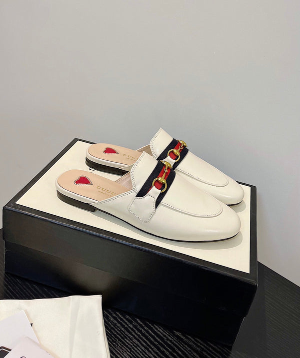 gg loafer cream calfskin black red canvas