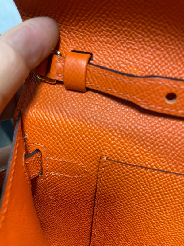 kelly to go wallet 20.5 orange epsom gold hardware