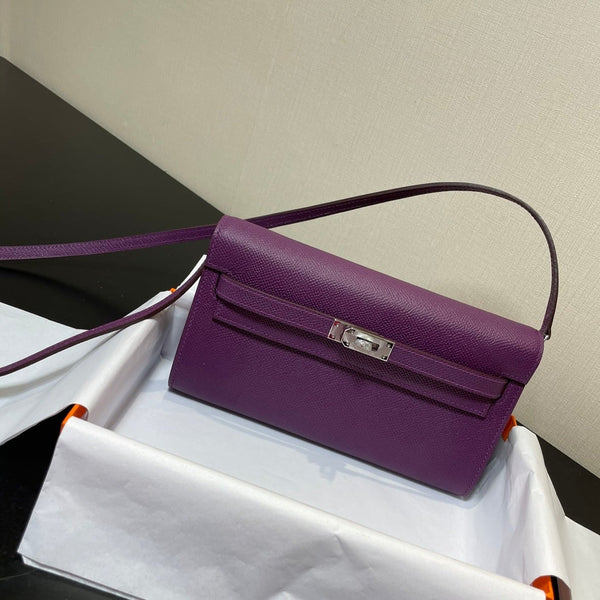 kelly woc 20.5 purple epsom silver hardware