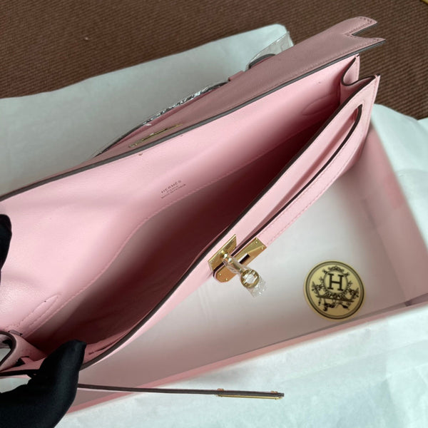 HM Kelly Cut 31cm Flamingo Swift Leather Ghw