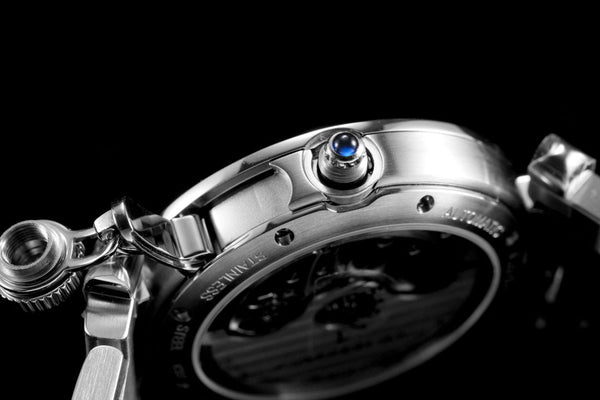 pasha 35mm automatico in acciaio quadrante bianco lunetta con diamanti