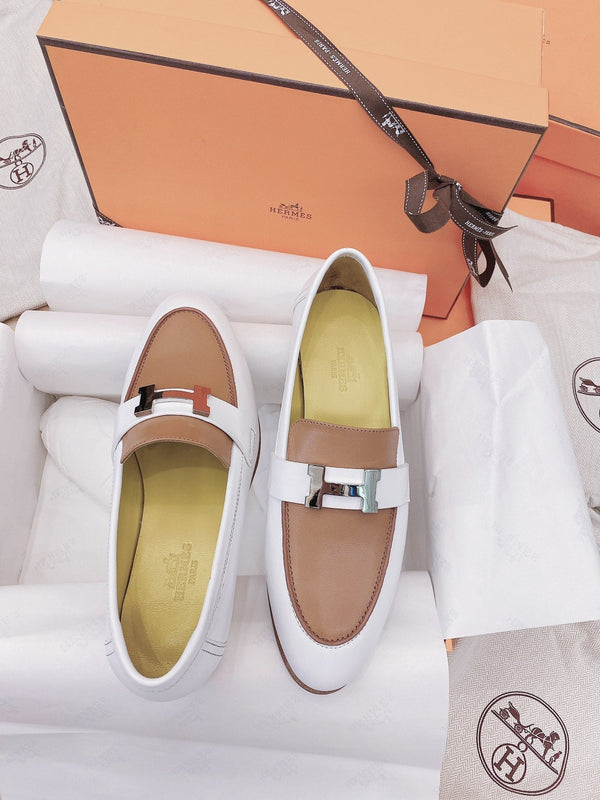 HM Paris Loafer White Brown Goat Leather 348032