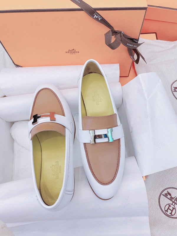 HM Paris Loafer White Brown Goat Leather 348032