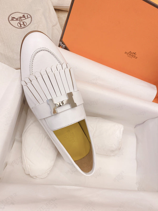 HM Mocassins Royal Loafers White Goat Leather 348019