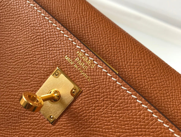 hm kelly 32cm pelle Epsom marrone scuro hardware dorato