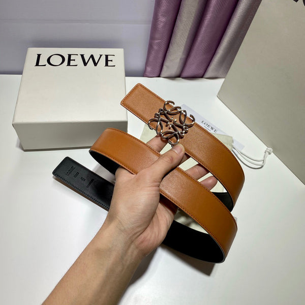 Anagram belt 40mm reversible black brown silver buckle