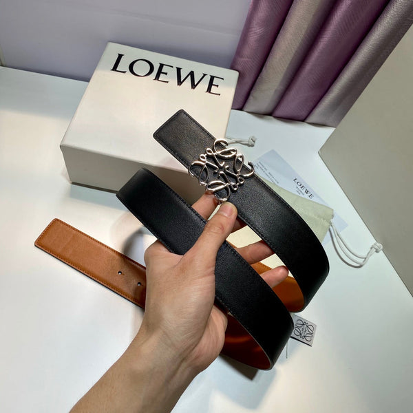 Anagram belt 40mm reversible black brown silver buckle