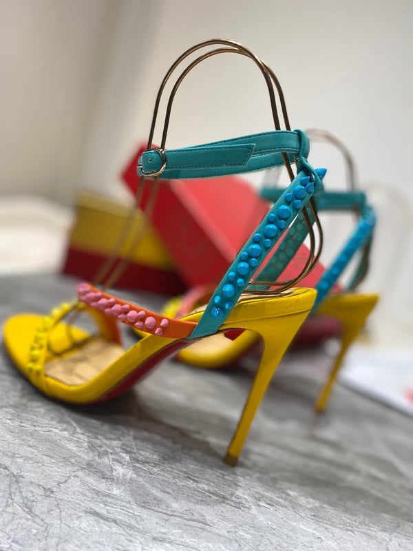 CL Spiked Sandals Multicolor Sheepskin Alloy Steel 346022