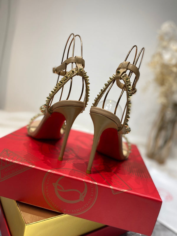 CL Spiked Sandals Nude Sheepskin Alloy Steel 346024