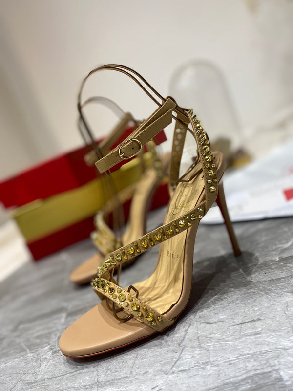 CL Spiked Sandals Nude Sheepskin Alloy Steel 346024