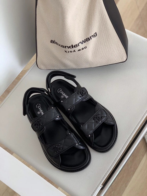 CC Dad Sandal All Black Calfskin