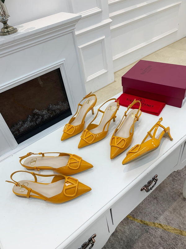 Valentino Slingback Pump 40MM Yellow Patent Leather 239910