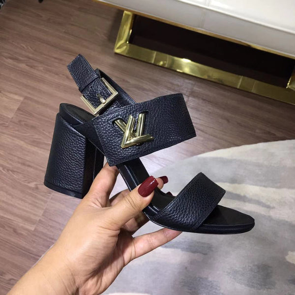 LV Horizon Ankle Strap Sandals 75mm Black Calfskin