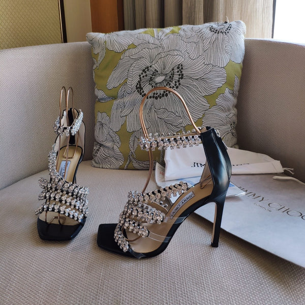 Jimmy 25 Josefine 100mm Sandals Black Calfskin 240072