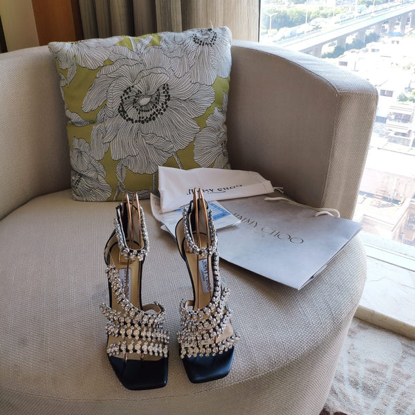 Jimmy 25 Josefine 100mm Sandals Black Calfskin 240072