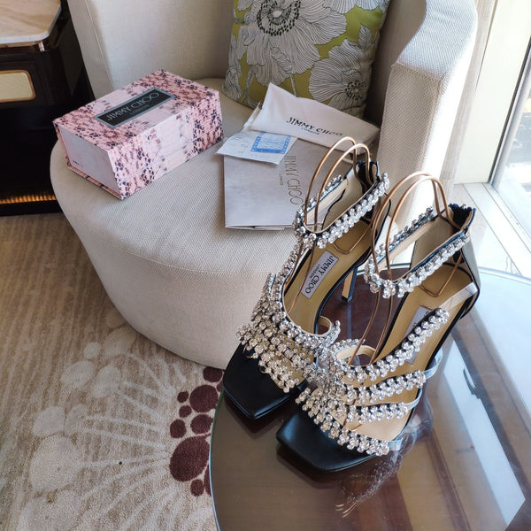 Jimmy 25 Josefine 100mm Sandals Black Calfskin 240072