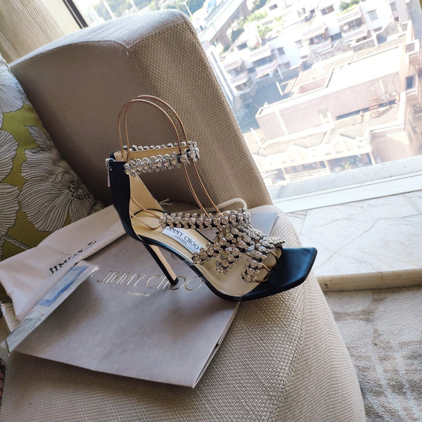 Jimmy 25 Josefine 100mm Sandals Black Calfskin 240072