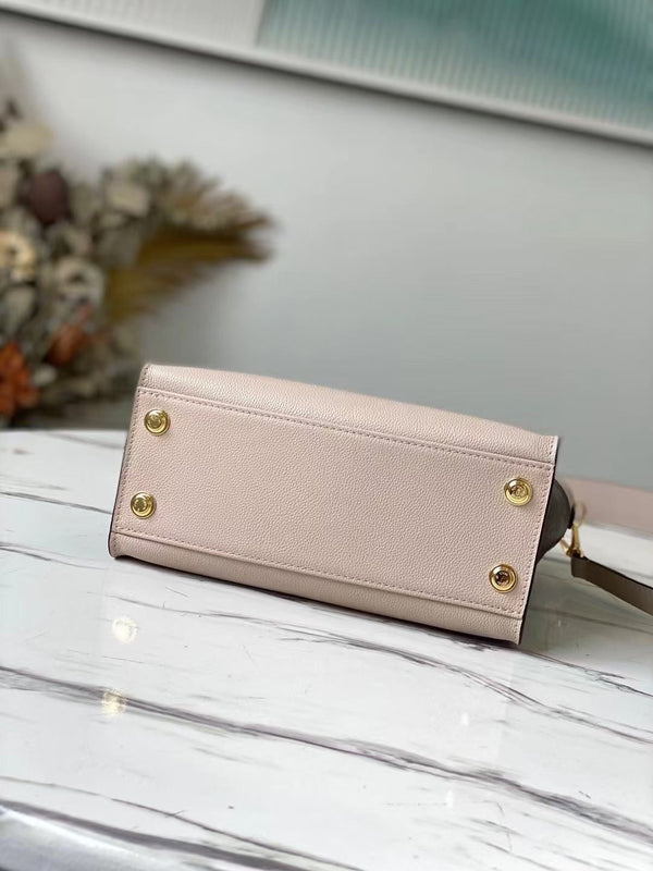 on my size pm 25cm greige calfskin brown monogram canvas