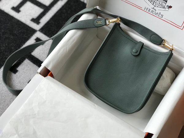 Mini Evelyne 18cm Green Grey Togo Ghw