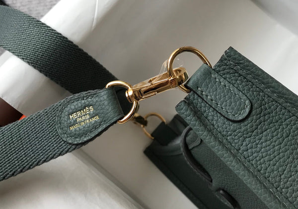 Mini Evelyne 18cm Green Grey Togo Ghw