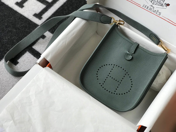 Mini Evelyne 18cm Green Grey Togo Ghw