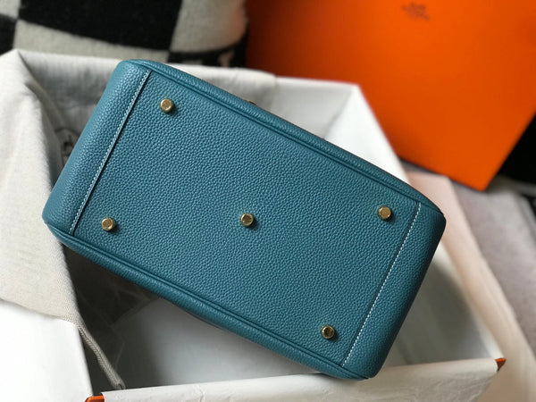 HM LINDY 26 BAG SAPPHIRE TAURILLON CLEMENCE LEATHER