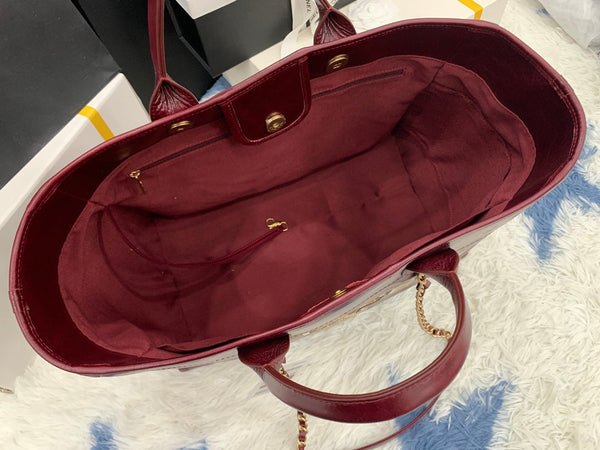 borsa shopping cc 40cm pelle di vitello bordeaux hardware dorato