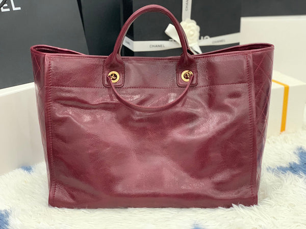borsa shopping cc 40cm pelle di vitello bordeaux hardware dorato