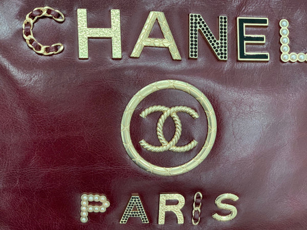 borsa shopping cc 40cm pelle di vitello bordeaux hardware dorato