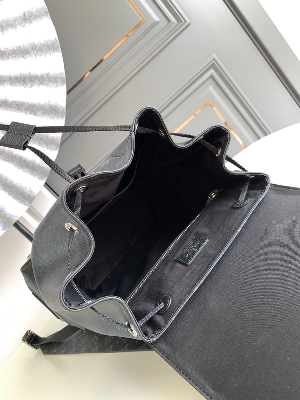 ZAINO 45 IN PELLE DI VITELLO NERA E TELA MONOGRAM ECLIPSE GUN METAL