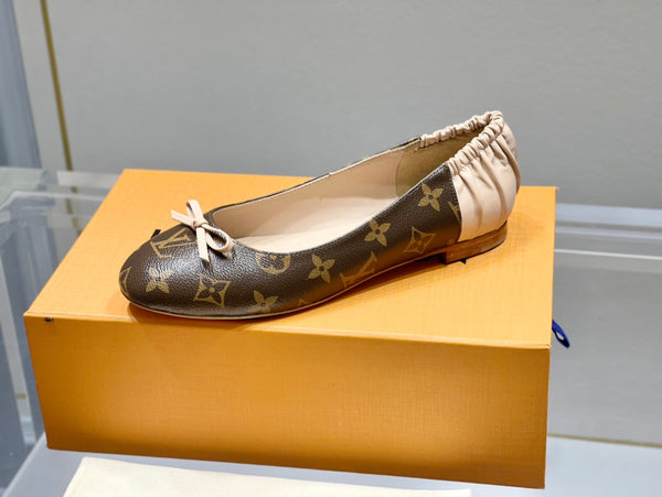 LV Joy Ballerina Dark Brown Mix Beige Monogram Calfskin