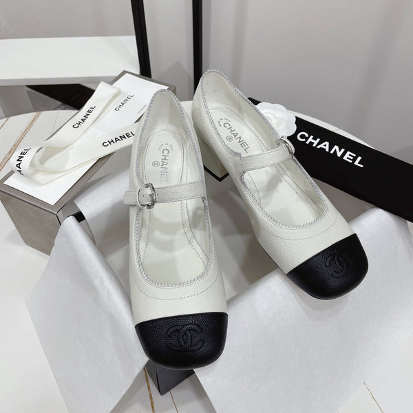 CC MARY JANE BLOCK HEEL WHITE SHEEPSKIN