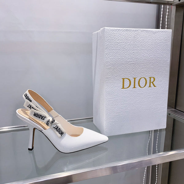 cd slingback pumps 95 white patent calfskin