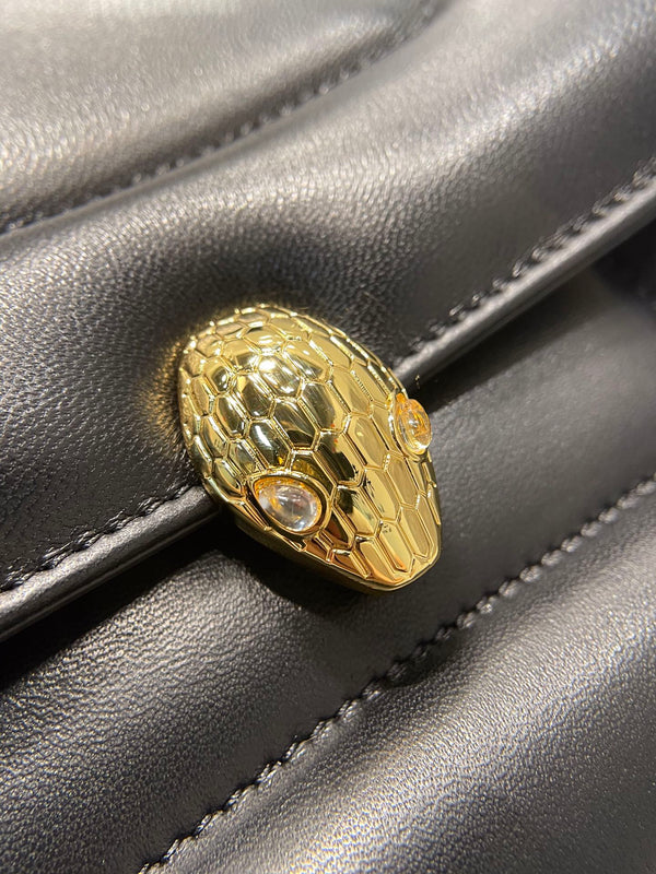 BVL Serpenti Mary Katrantzou Top Handle 19cm Black Lambskin GHW 188705