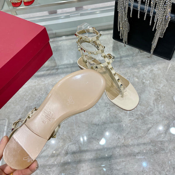 SANDALO INFRADITO ROCKSTUD CON CINTURINI IN PELLE DI VITELLO BIANCA