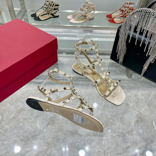 SANDALO ROCKSTUD CON CINTURINI IN VITELLO BIANCO