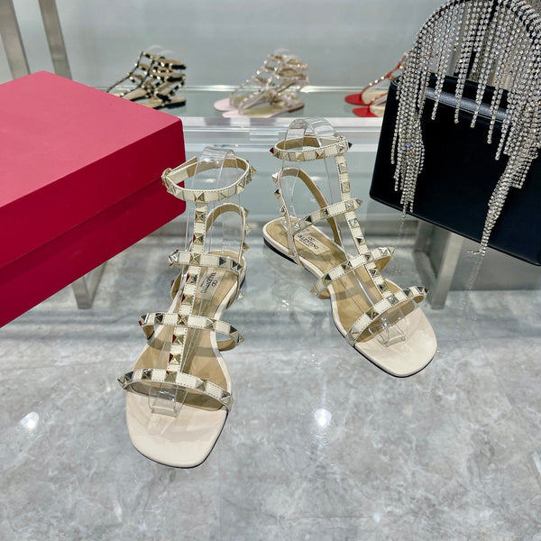 SANDALO ROCKSTUD CON CINTURINI IN VITELLO BIANCO