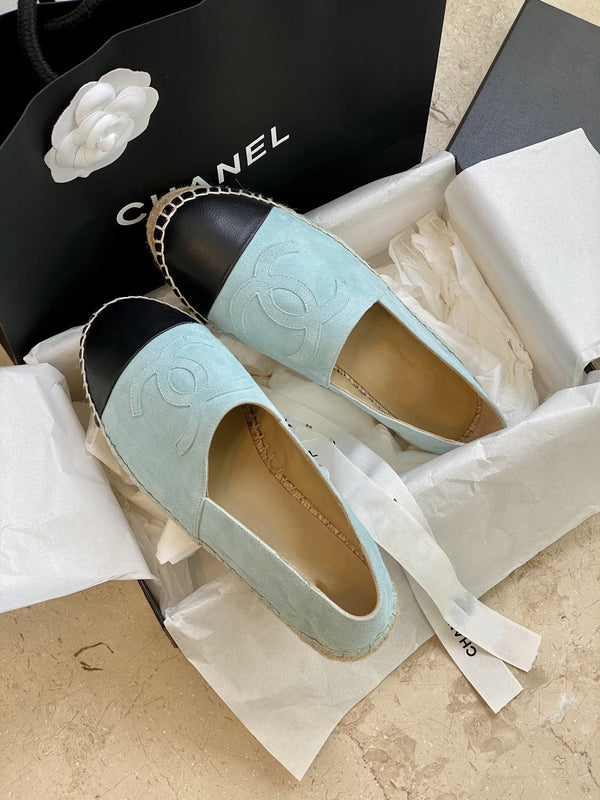 espadrillas in pelle di agnello nera scamosciata blu nuvola