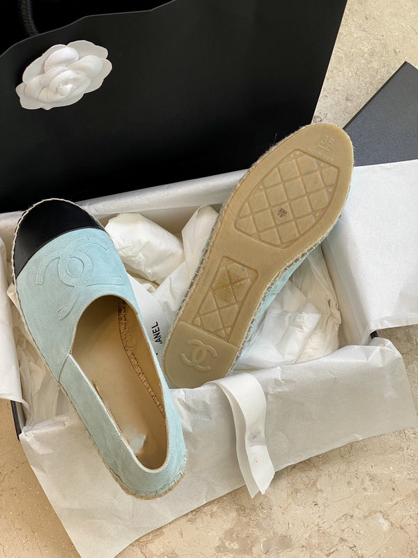 espadrillas in pelle di agnello nera scamosciata blu nuvola