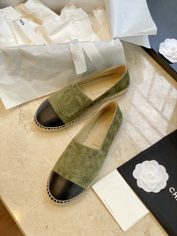 espadrilles khaki suede black lambskin