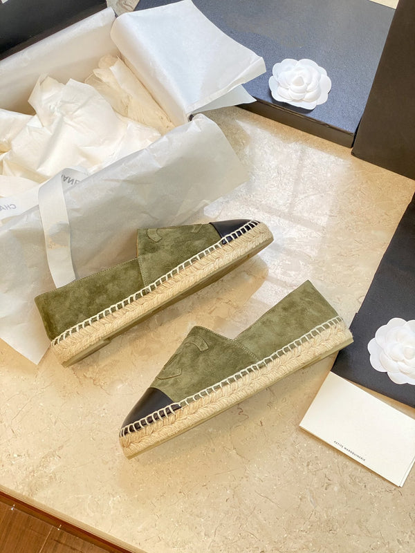 espadrilles khaki suede black lambskin