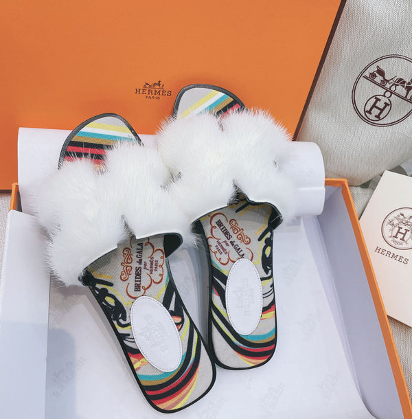 Tessuto in pelliccia di visone bianco arancio HM 25 348090