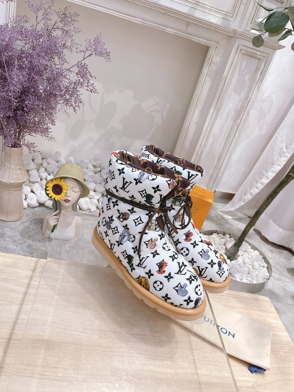 STIVALETTI PILLOW COMFORT IN NYLON CON MONOGRAMMA NERO E BIANCO