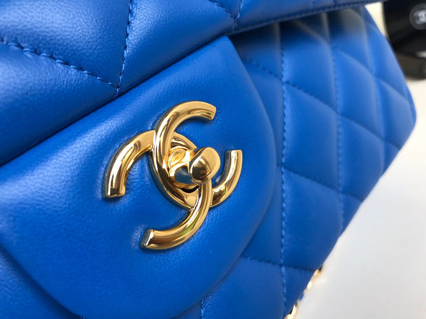 flap bag jumbo 30 blue lambskin gold hardware