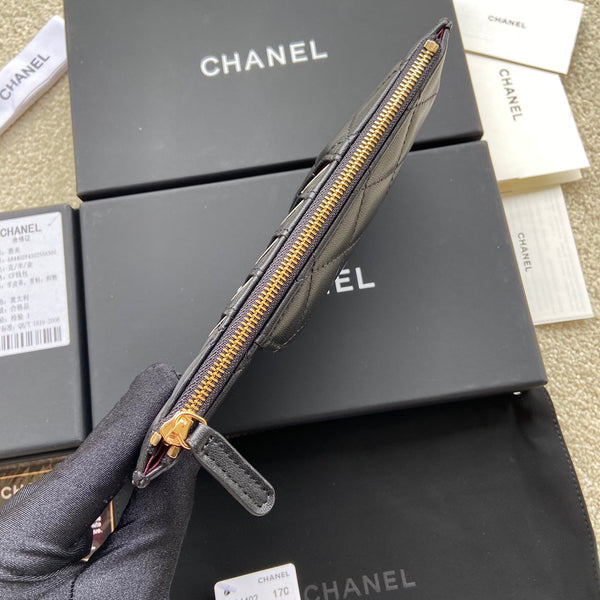 CC Classic Phone Pouch Black Lambskin GHW 229648