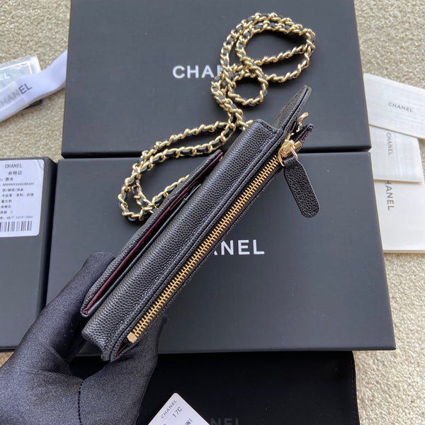 CC Compact Double Pouch Black Caviar GHW 229641