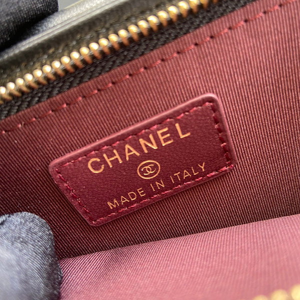 CC Compact Double Pouch Black Sheepskin GHW 229643