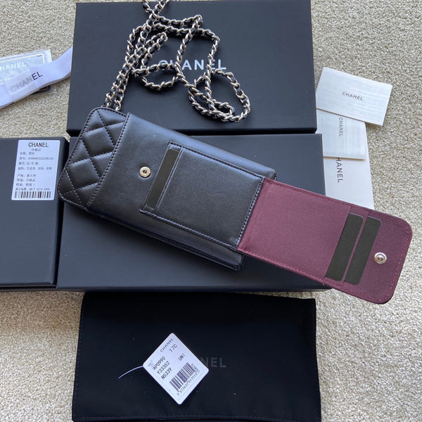 CC Compact Double Pouch Black Sheepskin Silver Steel 229645